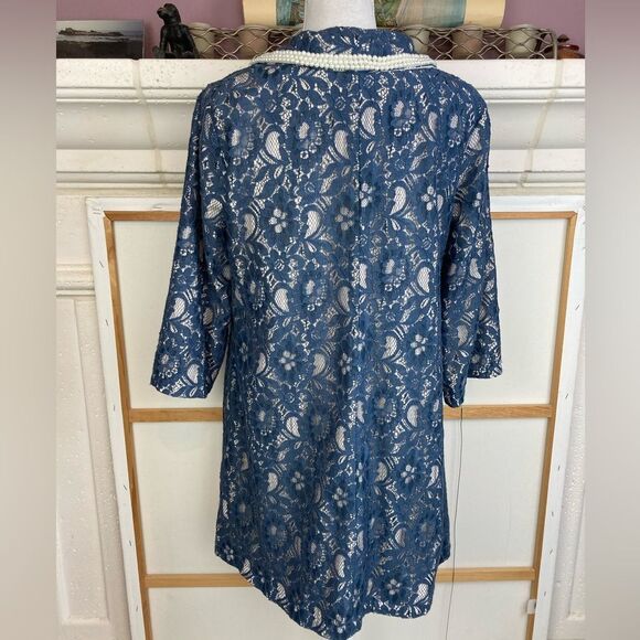 By Stella retro lace coquette evening coat w/ pearl edged collar& pockets, lined - Picture 3 of 13